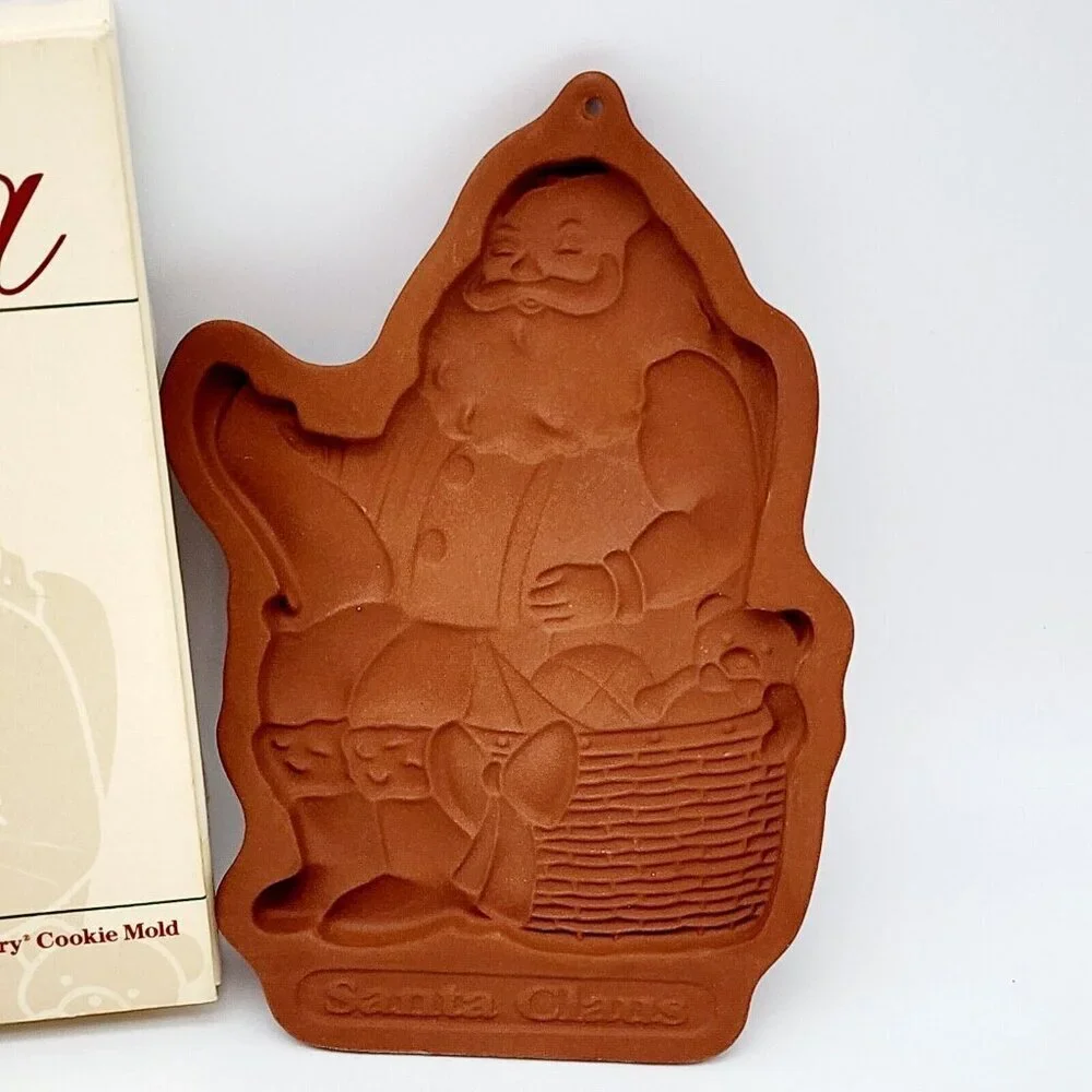 Longaberger Pottery Cookie Mold Santa Claus Christmas 1992 Baking Candy Recipes